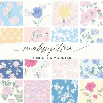 Light Pink and Blue Seamless Patchwork Digital Paper, Quilted Squares Seamless Background JPEG Pattern for Commercial Use