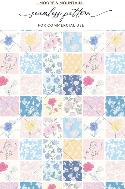 Colorful Floral Seamless Patterns for Commercial Use