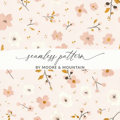 Light Pink Dusty Pink Modern Wildflower Seamless Digital