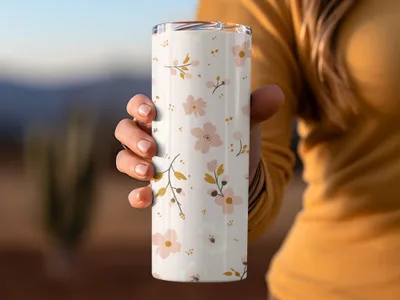 Floral Pattern Double-Wall Insulated Drink Tumbler Product