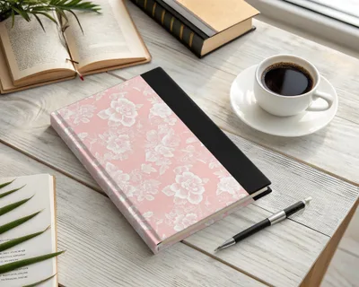 Elegant Pink Floral Design Hardcover Journal Notebook