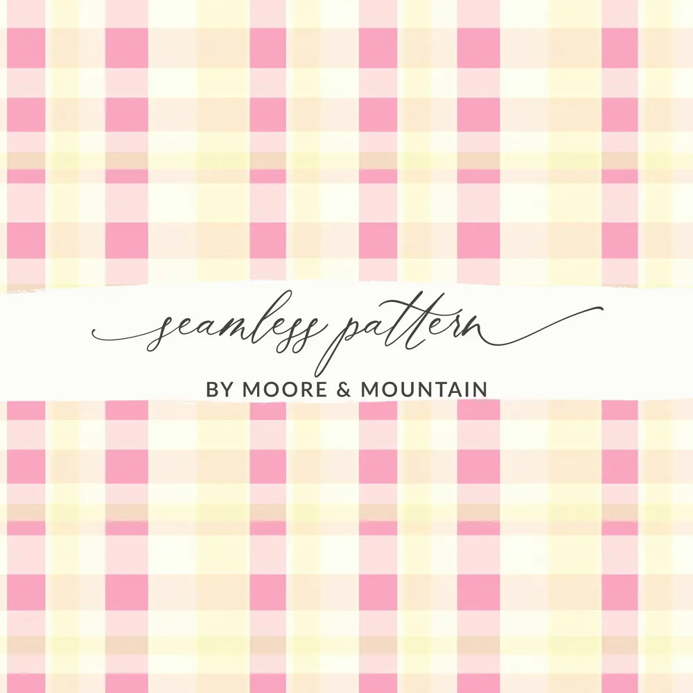 Pink and Yellow Plaid Seamless Pattern Design