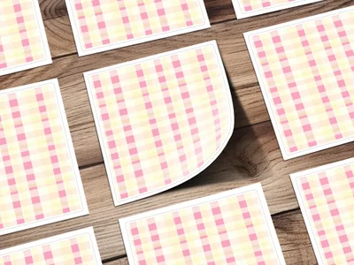 Pink and Yellow Plaid Checkered Design Sticker Sheet