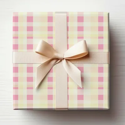 Elegant Pink and Cream Plaid Gift Wrap Box product