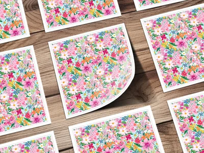 Vibrant Floral Pattern for Decorative Crafts Stickers