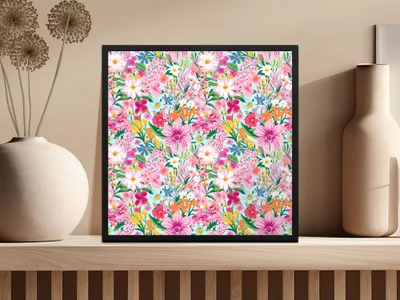 Vibrant Floral Decorative Art Print for Modern Spaces