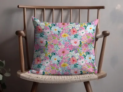 Colorful Floral Print Decorative Throw Pillow