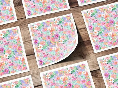 Vibrant Floral Patterned Sticker Sheets Stationery Set
