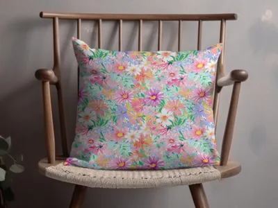 Vibrant Floral Pattern Throw Pillow for Home Decor