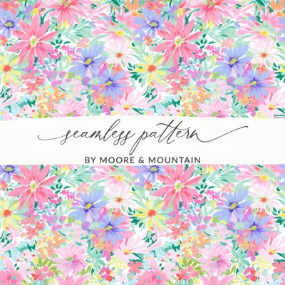 Light Pink Preppy Pastel Floral Maximalist Floral Pattern