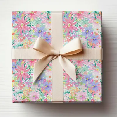 Floral Pattern Gift Wrapped Box with Bow Perfect for All Occasions