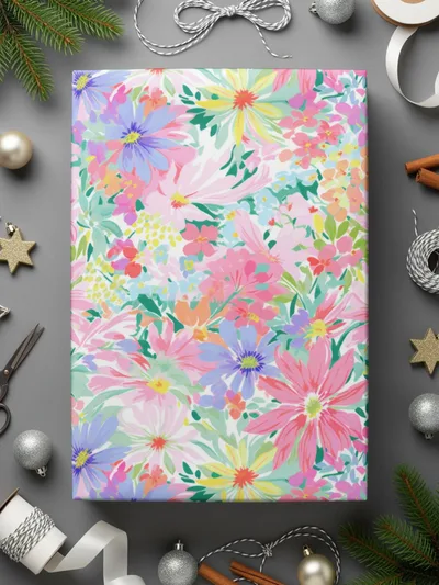 Colorful Floral Design Wrapping Paper for Festive Occasions