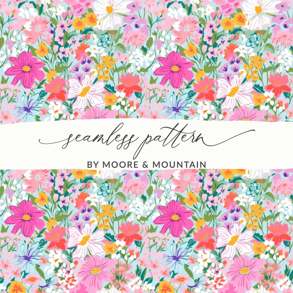 Colorful Flower Seamless Pattern by Moore & Mountain