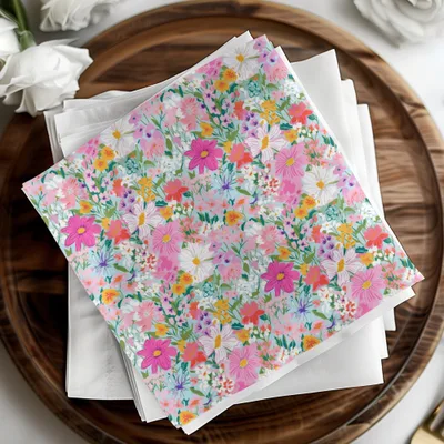 Colorful Floral Design on Napkins Product Ideal for Parties