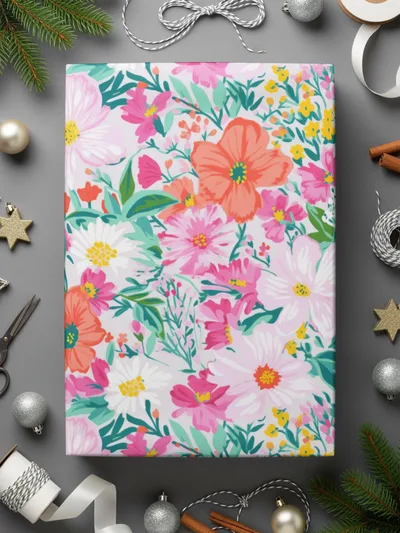 Colorful Floral Design for Wrapping Paper Product