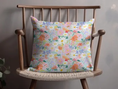 Colorful Floral Pattern Decorative Throw Pillow Product