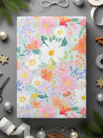 Colorful Floral Pattern Gift Wrapping Paper