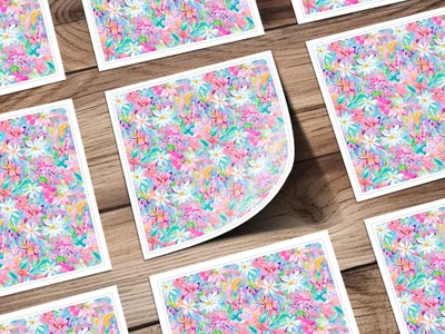 Vibrant Floral Pattern Decorative Print Sticker Set