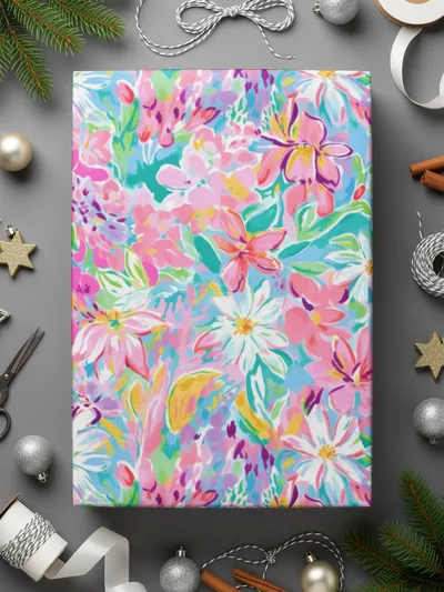 Vibrant Floral Design Gift Wrap for Festive Occasions