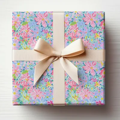 Floral Pattern Gift Box with Charming Ribbon Design