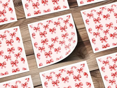 Adorable Red Bow Pattern on Pink Background product
