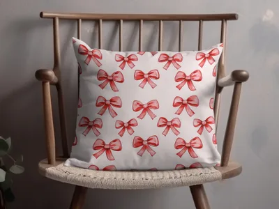 Red Bow Pattern Decorative Throw Pillow Product