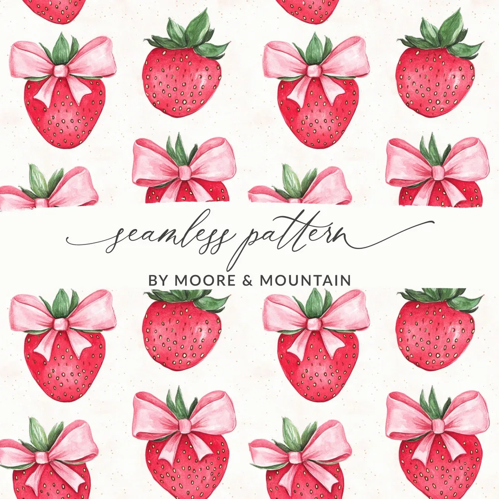 Strawberry Bow Seamless Pattern by Moore & Mountain