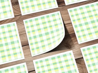 Pastel Green Yellow Checkered Design Art Print