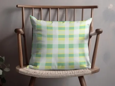 Stylish Green Gingham Pattern Decorative Pillow Product