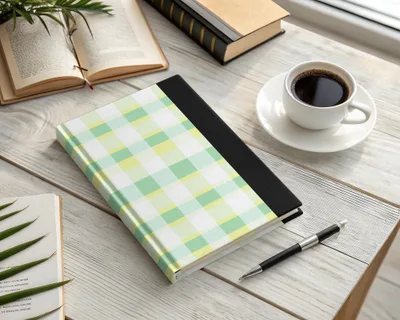Stylish Green and Yellow Plaid Pattern Hardcover Notebook