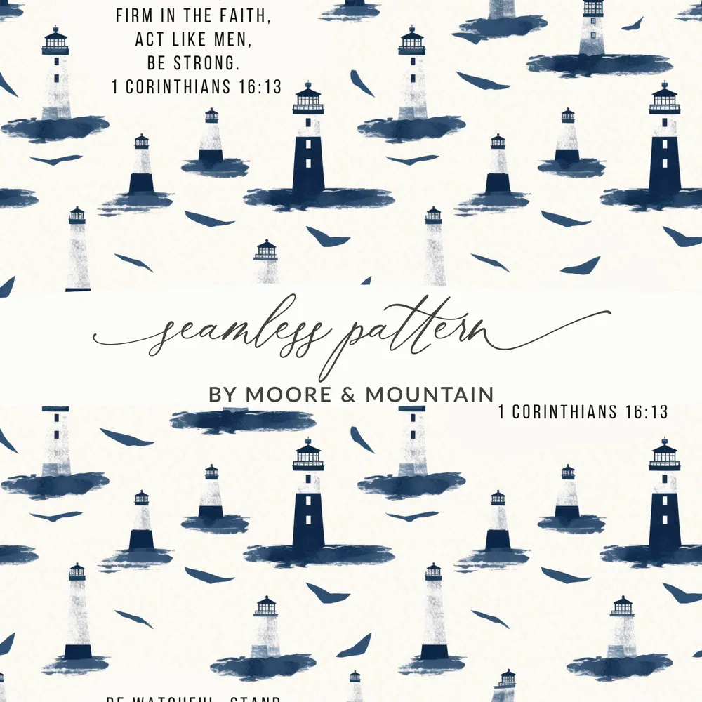 Lighthouse Themed Seamless Pattern By Moore & Mountain