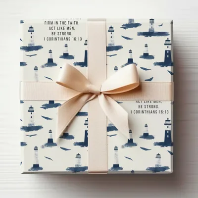 Lighthouse and Scripture Motivational Gift Wrap