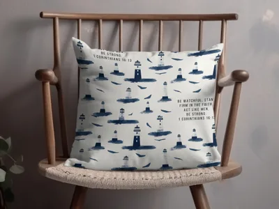 Be Strong 1 Corinthians 16:13 Lighthouse Pillow