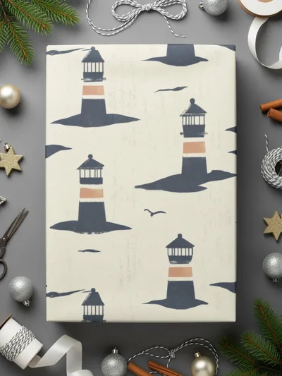 Lighthouse Seamless Digital Pattern, Nautical Theme, Coastal Design, Printable Paper, Fabric Design, 2 JPEG files, Ocean Art, Digital - Moore and Mountain