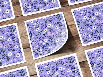 Lavender Floral Pattern Design Print Sticker Sheets