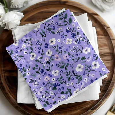 Purple Floral Design Napkin Perfect for Spring Events