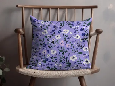 Purple Floral Cushion Cover with Elegant Flower Pattern