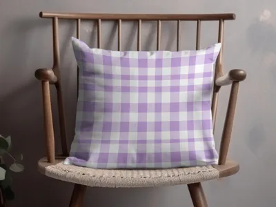 Lavender Gingham Checkered Design Throw Pillow