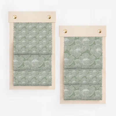 Floral Patterned Green and White Fabric product