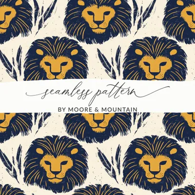Lion Seamless Pattern Digital Paper, Animal Print Backgrounds, Nursery Decor, Scrapbooking Paper, Fabric Design, Digital Download