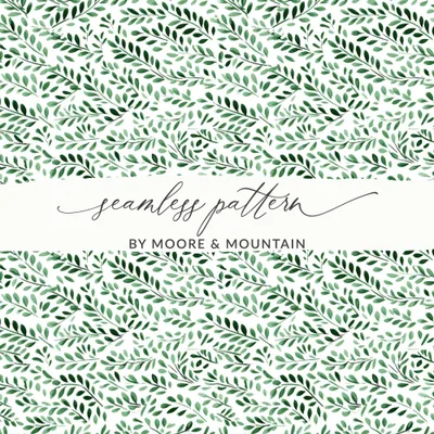 Lush Green Leaves Botanical Soft Sage Floral Repeat Pattern