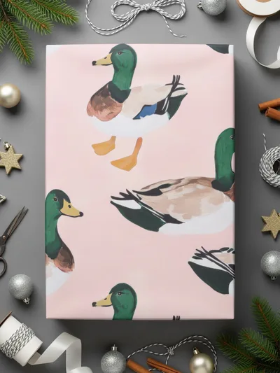 Festive Duck Print Wrapping Paper Perfect for Holidays