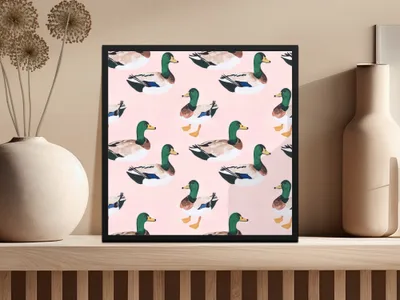 Vibrant Duck Pattern Art Print for Home Decor