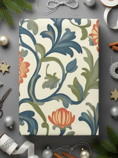 Marigold William Morris Seamless Orange Floral Pattern Dark Colors Digital - Moore and Mountain