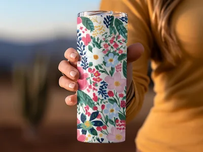 Vibrant Floral Patterned Insulated Tumbler Travel Cup