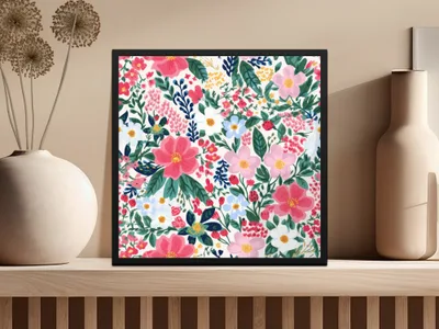 Colorful Floral Pattern Art Print for Home Decor