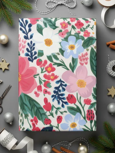 Vibrant Floral Design Festive Gift Wrapping Paper