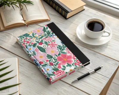 Floral and Black Hardcover Journal for Writing and Notes