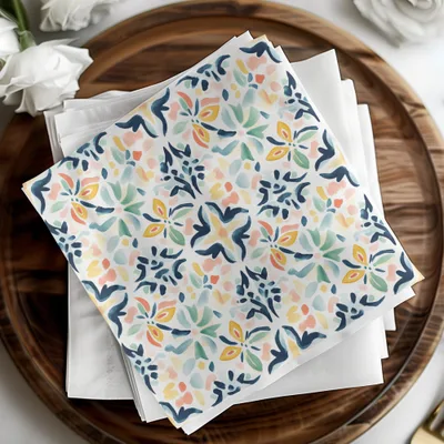Vibrant Watercolor Abstract Floral Design Napkin product type