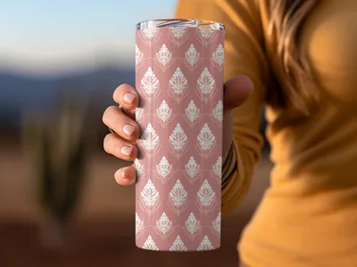 Stylish Insulated Tumbler With Elegant Leaf Pattern